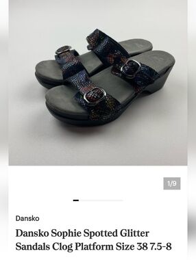 Dansko leather and suede sandals, size 38